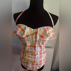 Bleu Rod Beattie “Expect Something Beautiful” Ruffle Neckline One-Piece Size 14